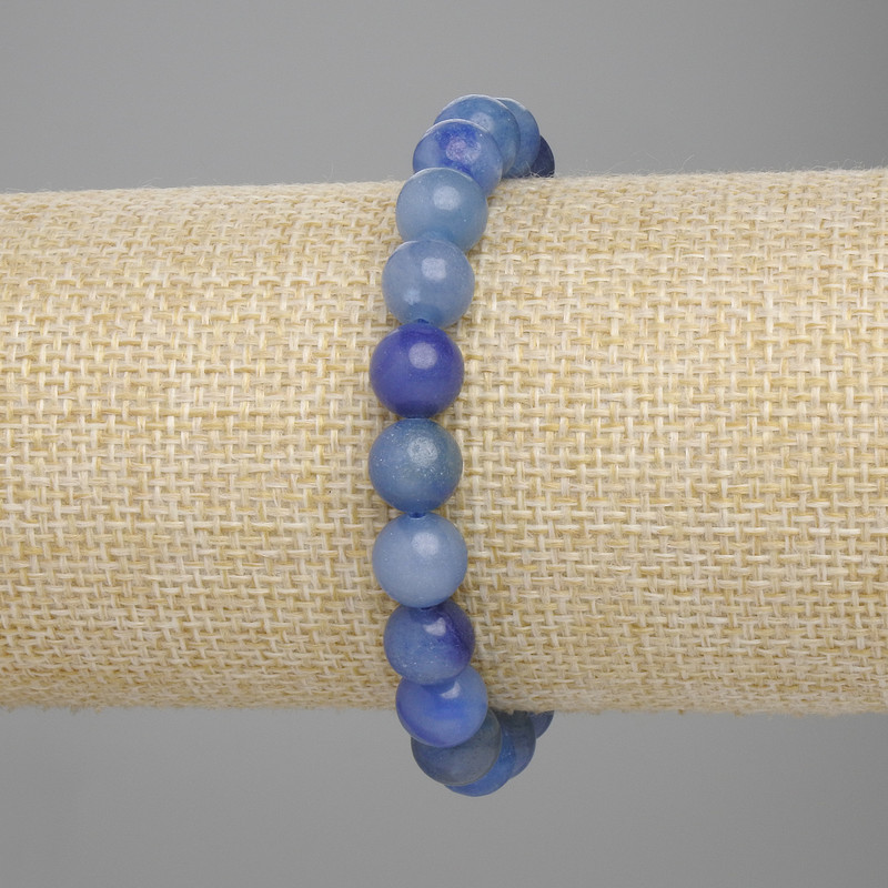 Bracelet Blue Aventurine smooth bead, diameter 8.5 mm±, length 18 cm± stretch
