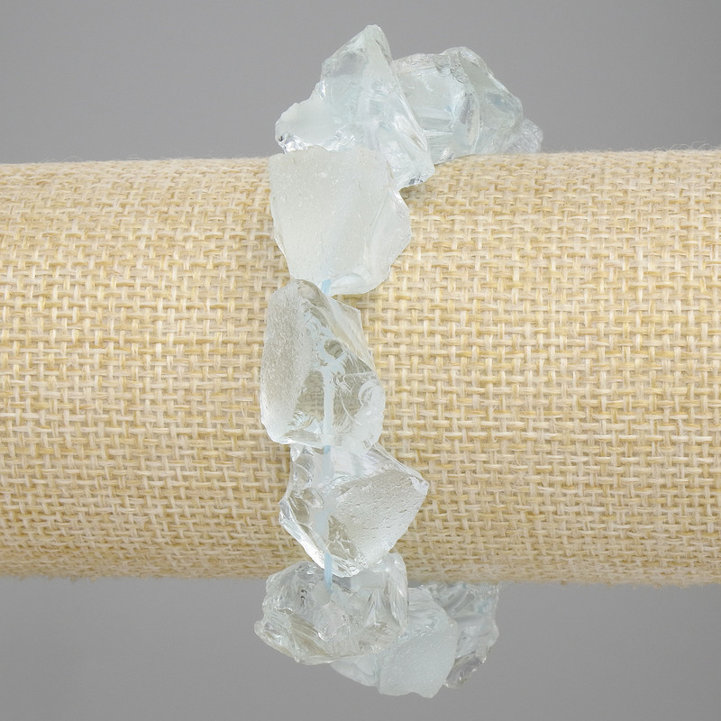 Bracelet Tinted Quartz Unpolished Gemstones, Diameter 10-14x10-19mm+- , Length 18cm+- stretch
