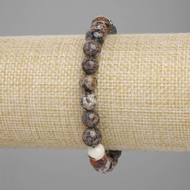 Obsidian bracelet smooth bead, diameter 8mm±, length 18cm± stretch