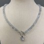 Necklace with crystal beads in "Swarovski" style, diameter 6×4mm ± with heart pendant, length 44cm + Toggle clasp