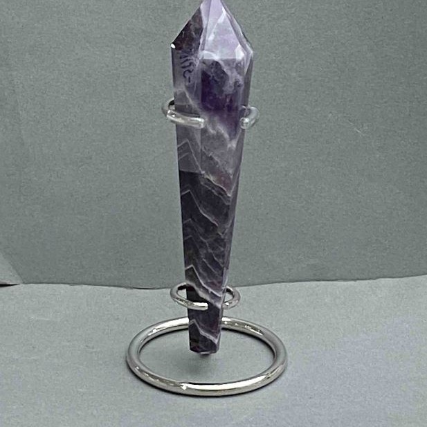 Amethyst natural stone souvenir cone-shaped pencil with geodes 136x28mm ± weight 120 g. with stand