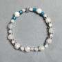 Bracelet Chalcedony bead 8mm+- Mountain crystal faceted cube 4mm+- 7mm+- with inserts, length 18cm+- stretch