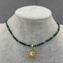 Choker Malachite faceted cube 2mm+- Hematite polyhedron 2mm+- with pendant Sun 20mm+- length 36cm + extender chain