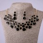 Necklace and earrings set with black enamel, length 46–52 cm