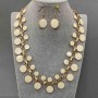 Necklace and earrings set with white enamel, length 48cm+