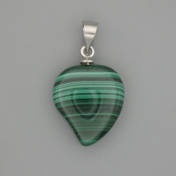 Malachite natural stone pendant Heart 13x15x23 mm+