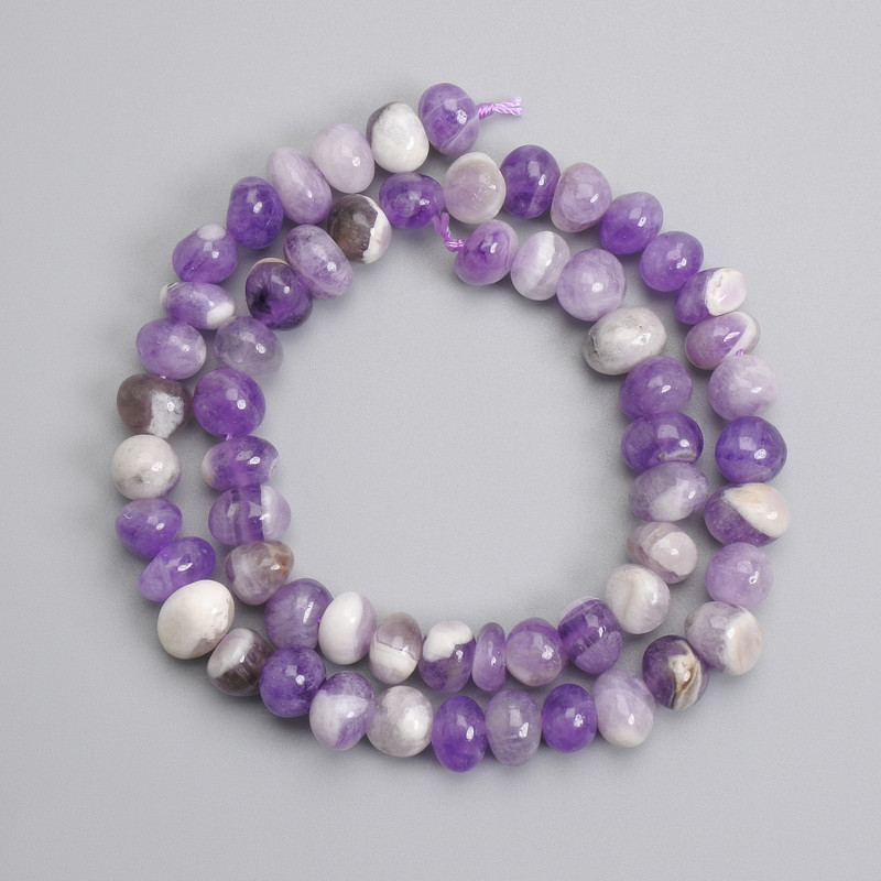 Amethyst Chevron tumbled beads 8-9x9-11, 5mm+-, length 39cm+- on a string