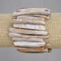 Mother-of-pearl bracelet, sticks, diameter 37-53x5-7mm +-, length 18cm +-, stretch