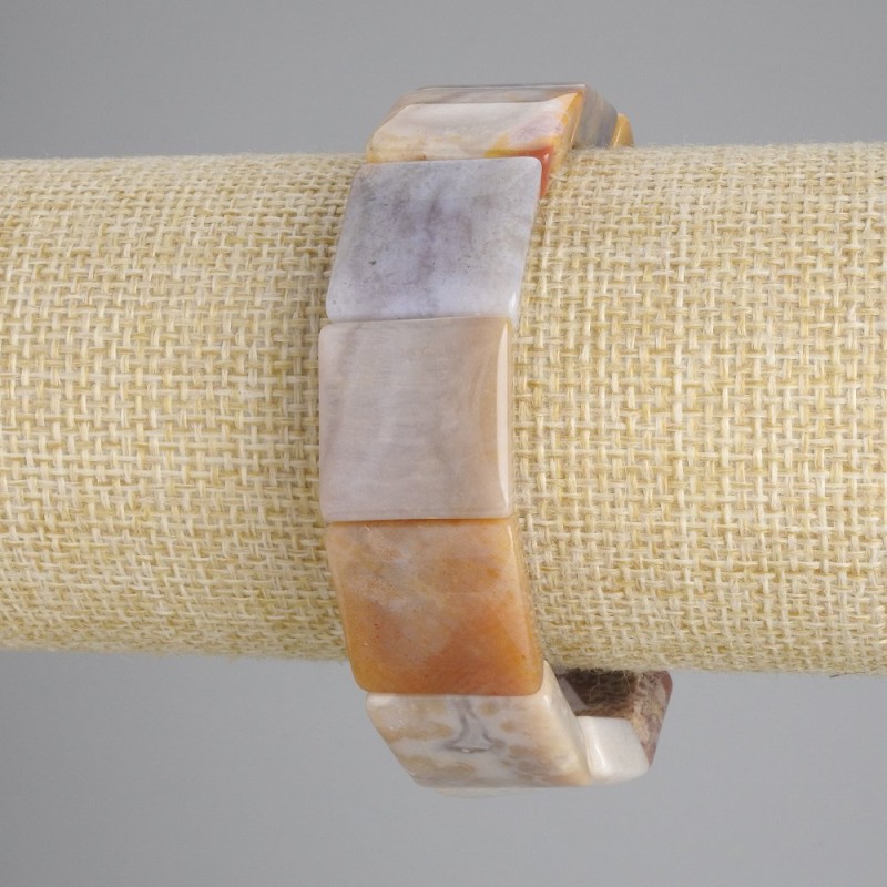Bracelet Fossilized Coral square, diameter 18x18mm+-, length 18cm+- stretch