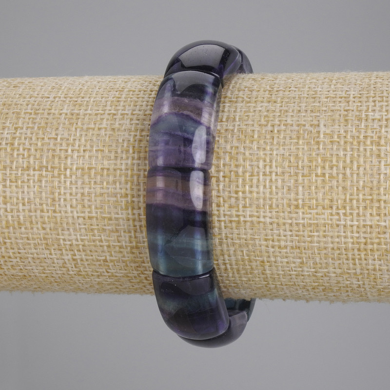 Fluorite bracelet smooth link, 23x13 mm, 5mm+- , length 18cm+- stretch