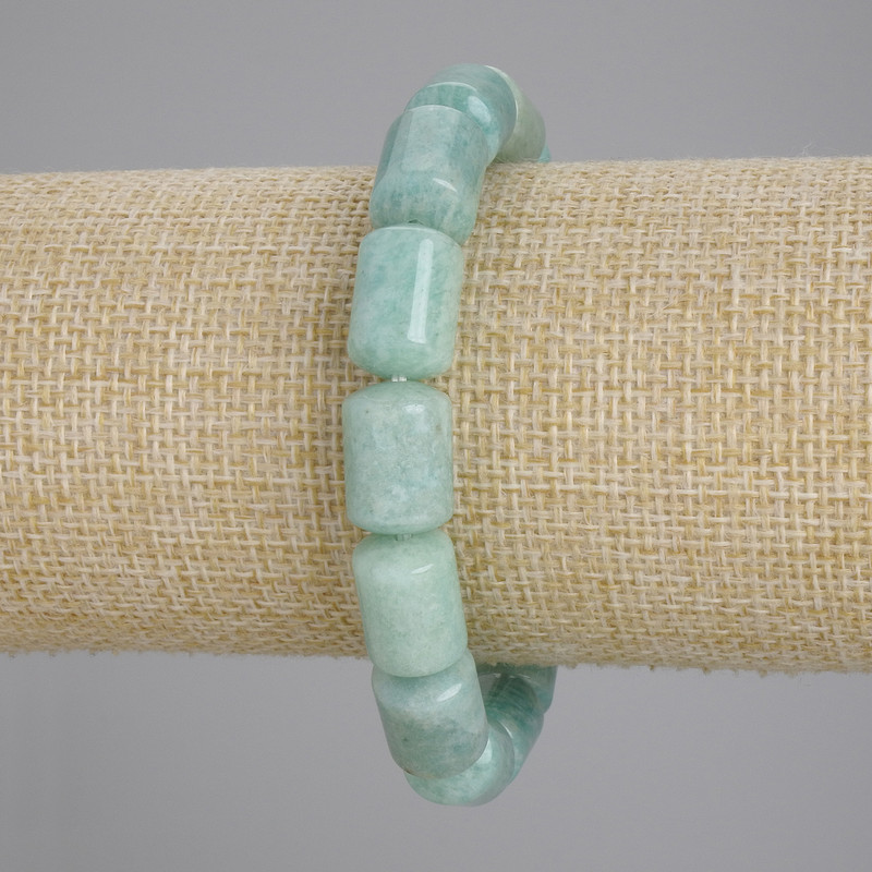 Amazonite bracelet cylinder, diameter 14x10mm +/-, length 18cm +/-, stretch