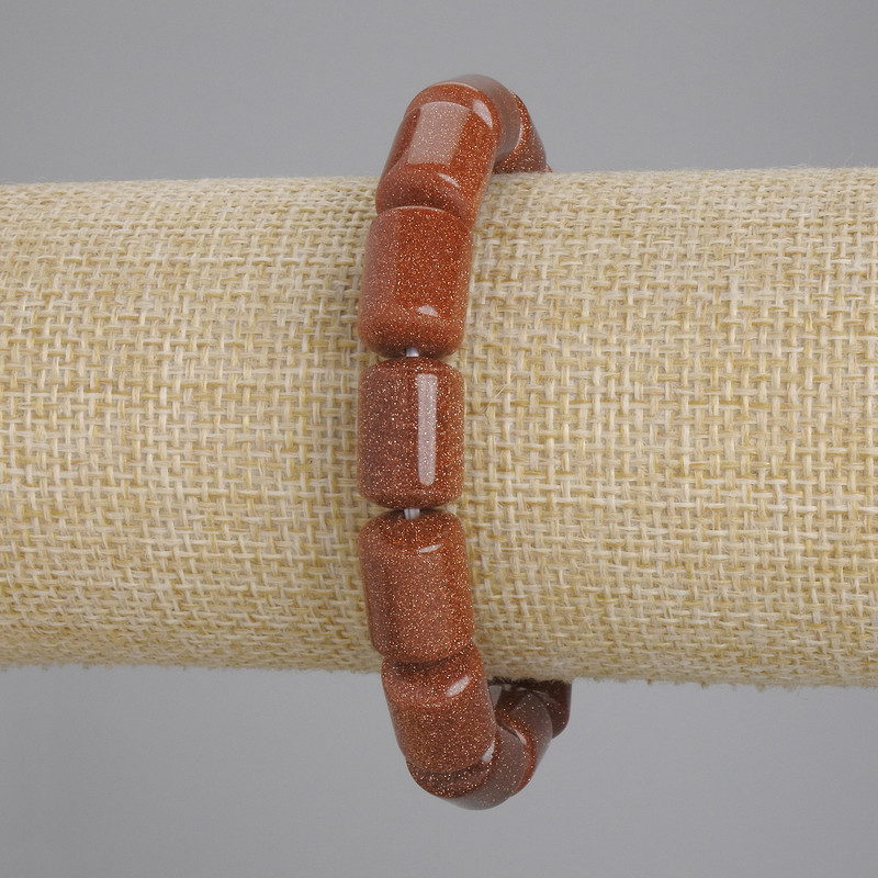 Bracelet Aventurine Gold Sand gold sand cylinder, diameter 14x10mm +/-, length 18cm +/- stretch