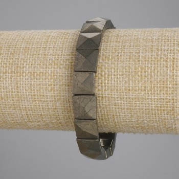 Bracelet Pyrite faceted link, diameter 11x11mm +/-, length 18cm +/- stretch
