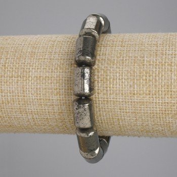 Bracelet Pyrite cylinder, diameter 14x10mm +- , length 18cm +- stretch