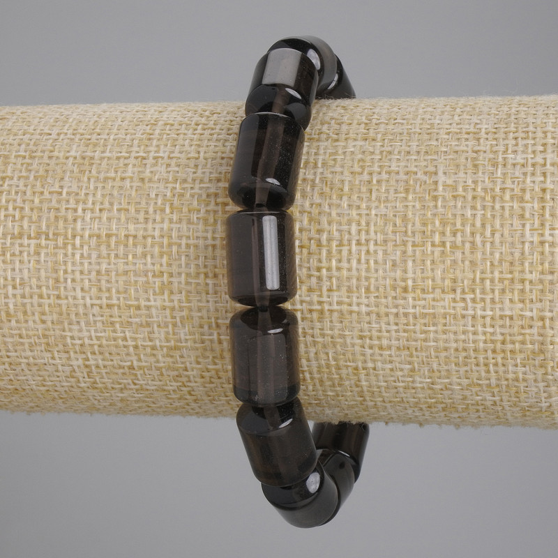 Rauchtopaz bracelet cylindrical, diameter 15x10mm±, length 18cm± stretch