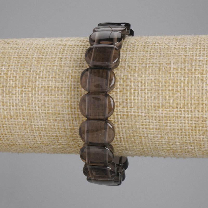 Bracelet Smoky Topaz smooth links, diameter 14x10, 5mm+/-, length 18cm+/- stretch