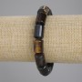 Bracelet Tiger's Eye, Bull's-Eye, and Hawk's-Eye cylindrical beads, diameter 14×10mm ±, length 18cm ± stretch