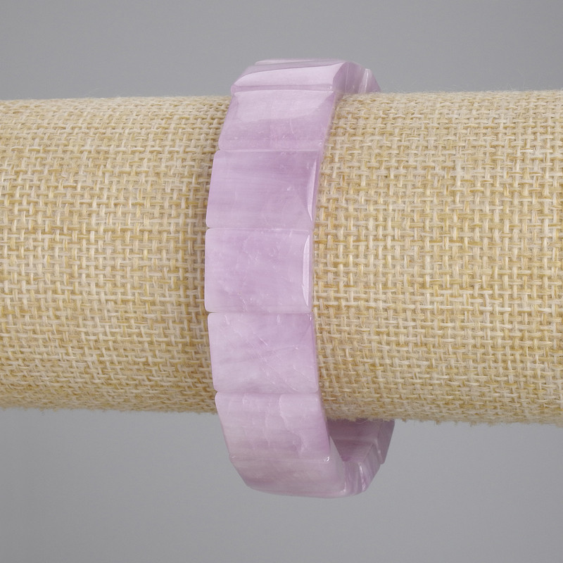 Kunzite natural stone bracelet, link, diameter 16x12mm +/-, length 18cm +/-, stretch