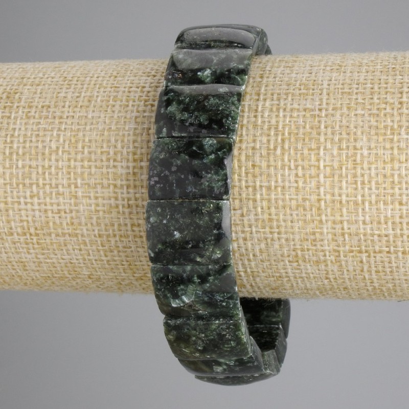 Bracelet natural stone Seraphinite smooth link, diameter 15x12mm+-, length 18cm+- stretch