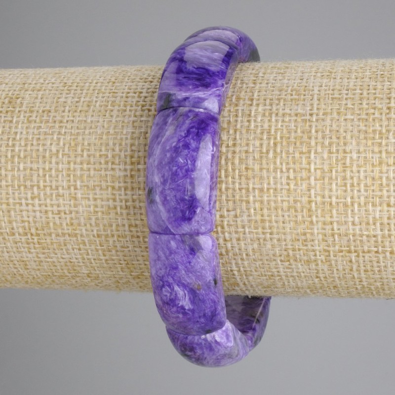 Charoite natural stone bracelet, link, diameter 24x13 mm, 5mm±, length 18cm±, stretch