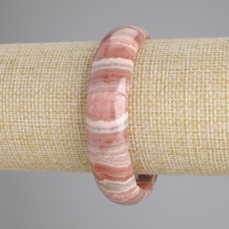 Rhodochrosite natural stone bracelet link, diameter 17x13mm +- , length 18cm +- stretch