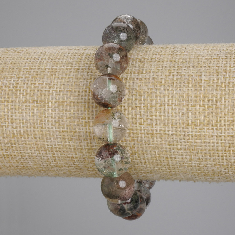 Bracelet natural stone Moss Agate smooth bead, diameter 12.5 mm ±, length 18 cm ± stretch