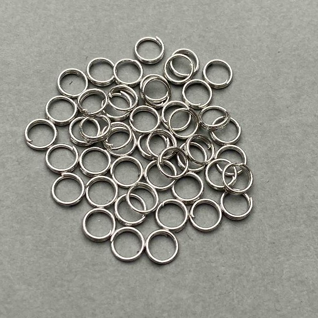 Spring clasp ring, 6mm diameter, silver-colored metal, packaged 1kg