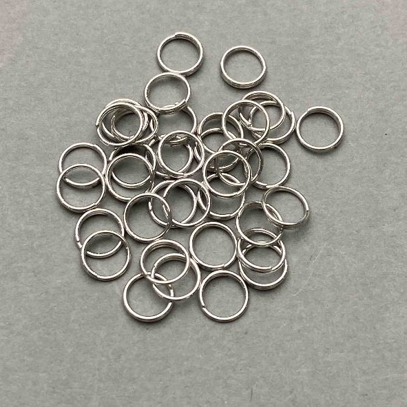 Spring ring, diameter 7 mm, silver-colored metal, 20 g packed