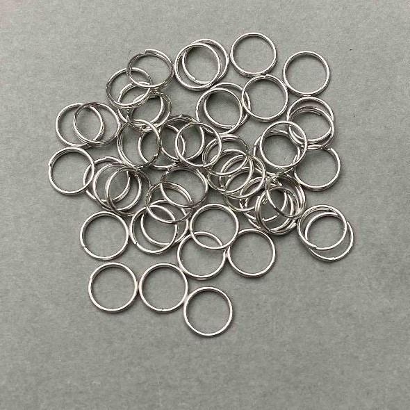 Jump ring spring clasp, diameter 8mm, silvery metal, packed 1kg