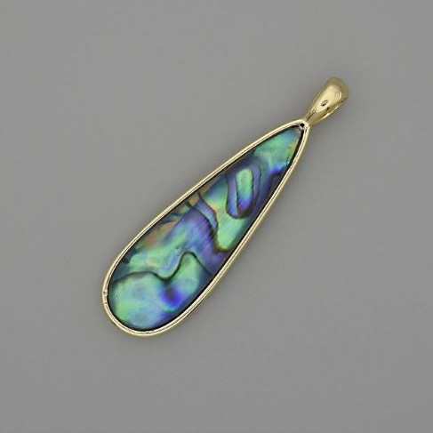 Pendant Abalone Drop 40x11mm ± gold-tone metal
