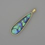 Pendant Abalone Drop 40x11mm ± gold-tone metal