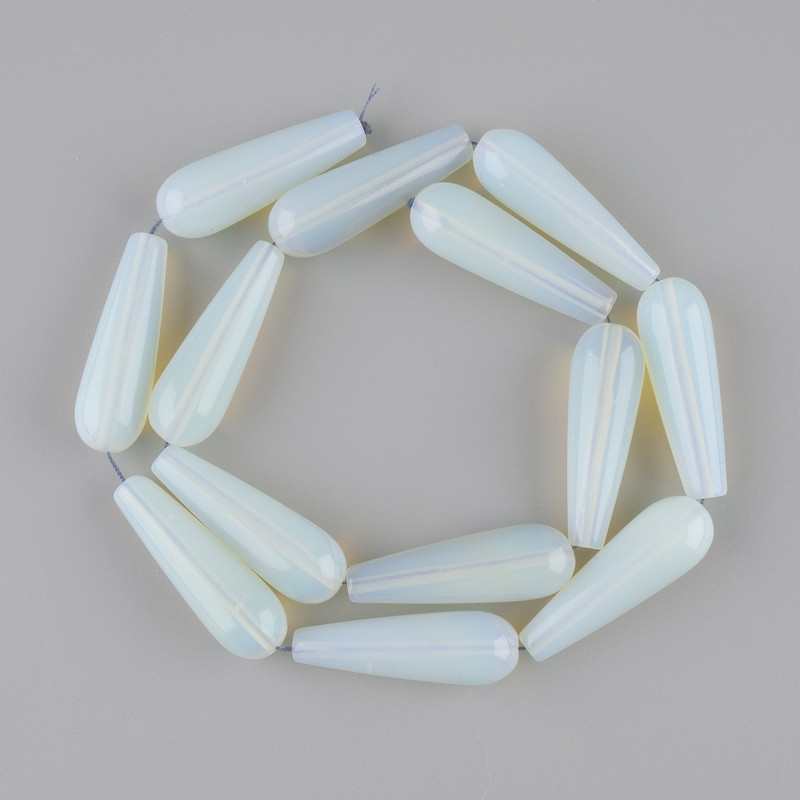 Moonstone beads Opalite drop, diameter 31x10mm +/-, length 40cm +/- on thread