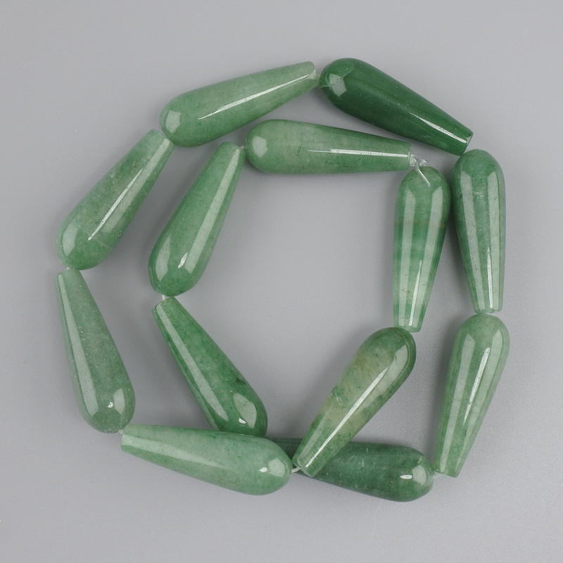 Jade beads drop shape, diameter 31-32x10-10, 5mm+-, length 41cm+/- on a string