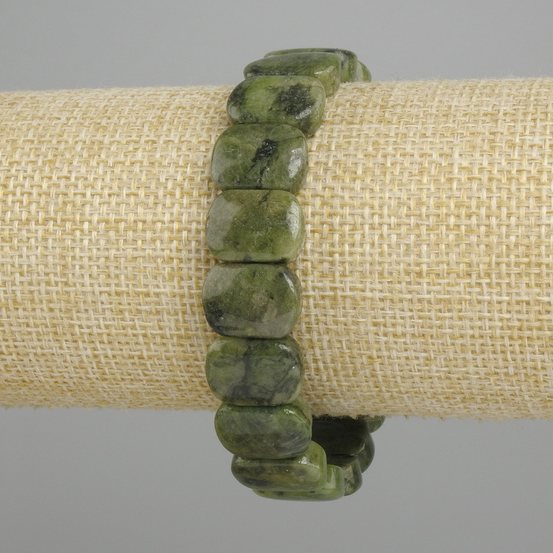 Jadeite natural stone bracelet, smooth link, diameter 14, 5-15x10-10, 5mm+- , length 18cm+- stretch