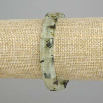Bracelet Prehnite faceted square, diameter 10, 5-11x10, 5-11mm +/-, length 18cm +/-, stretch
