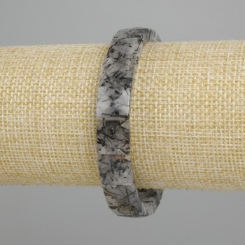 Bracelet natural stone Rutilated Quartz Hair Quartz faceted square, diameter 10-11x10-11 mm+-, length 18 cm+- stretch