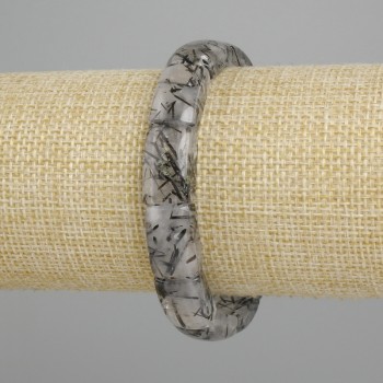 Bracelet natural stone Rutilated quartz Hair quartz smooth link, diameter 16-17x10-11mm +-, length 18cm +/- stretch