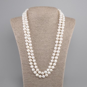 Long necklace with freshwater pearls, oval 8-10, 5x8, 5-9, 5 mm ±, length 120 cm ±