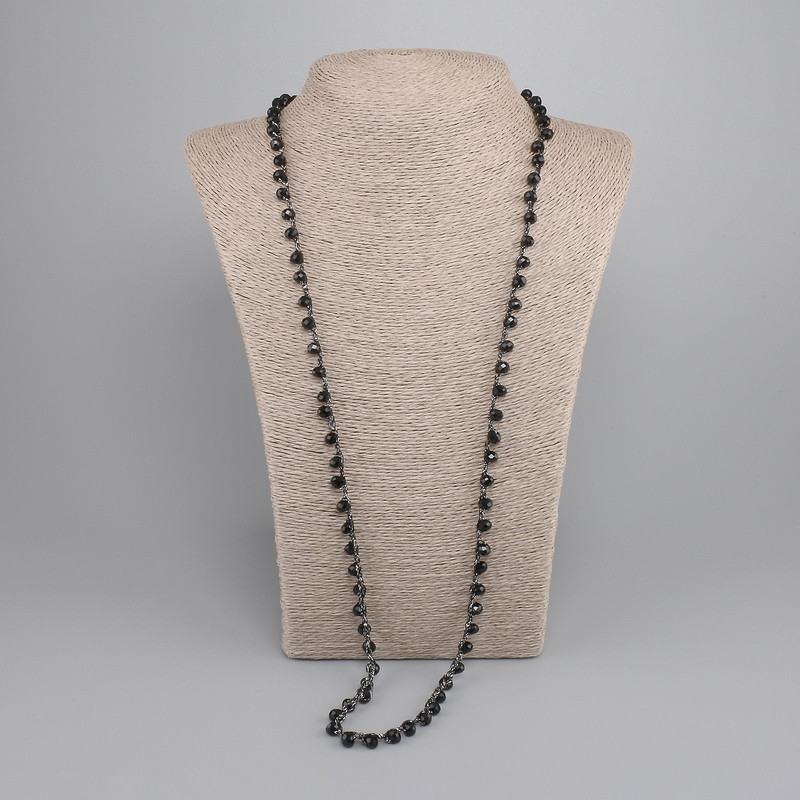 Necklace Czech crystal faceted rondelle 6x5mm +/-, length 78 cm + 5 cm extender chain