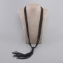 Multi-row beaded necklace (8 strands) black Agate faceted bead 2mm±, length 77cm± pendant, length 18cm±