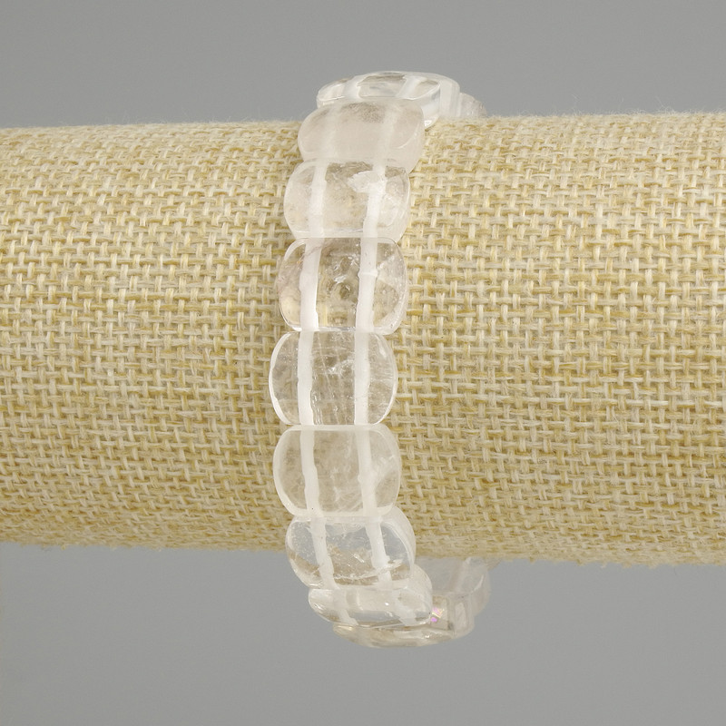 Bracelet Mountain Crystal Faceted Link, 14x10mm±, length 18cm (stretch)
