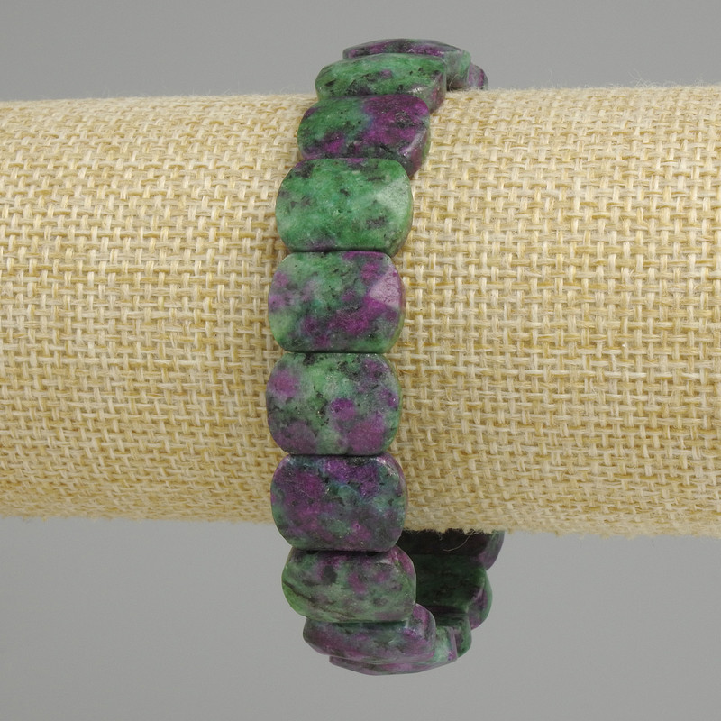Zoisite bracelet faceted link, diameter 15x11mm +- , length 18cm (stretch)