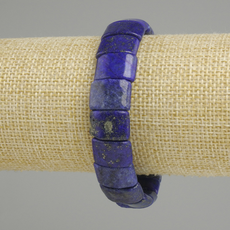 Lapis Lazuli bracelet link, diameter 14-15x9, 5-10mm +/-, length 18cm (stretch)