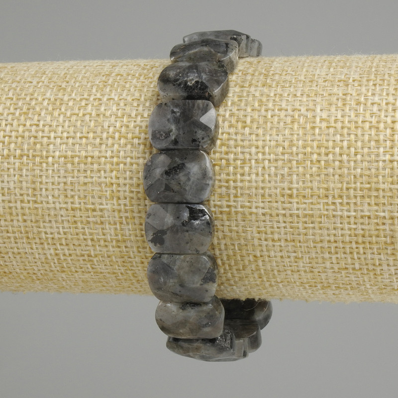Larvikite bracelet faceted link, diameter 14x10mm +/-, length 18cm (stretch)