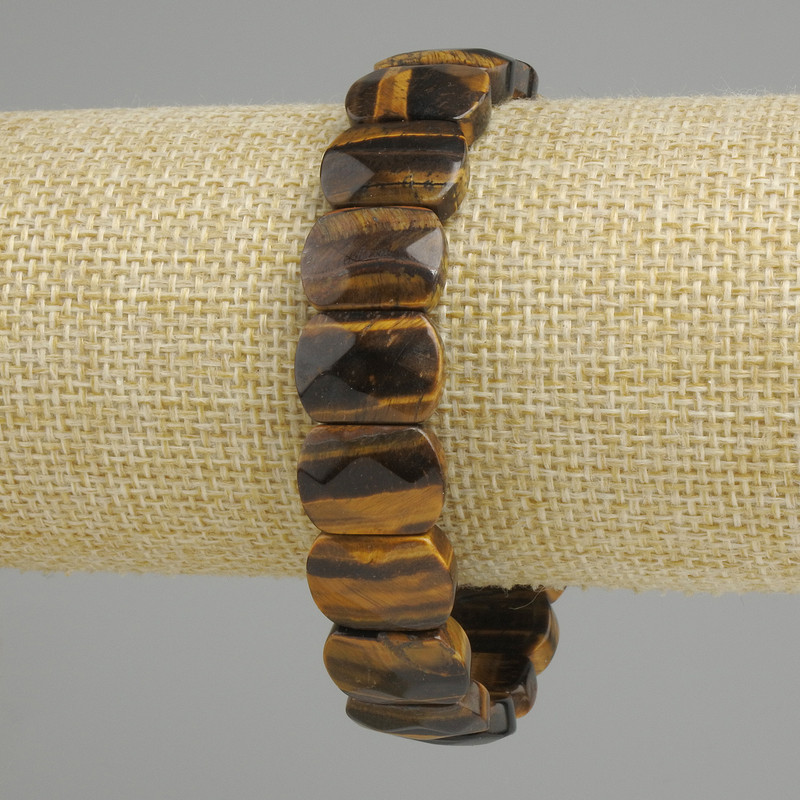 Bracelet Tiger's Eye faceted link, diameter 15x10, 5-11mm+-, length 18cm (stretch)