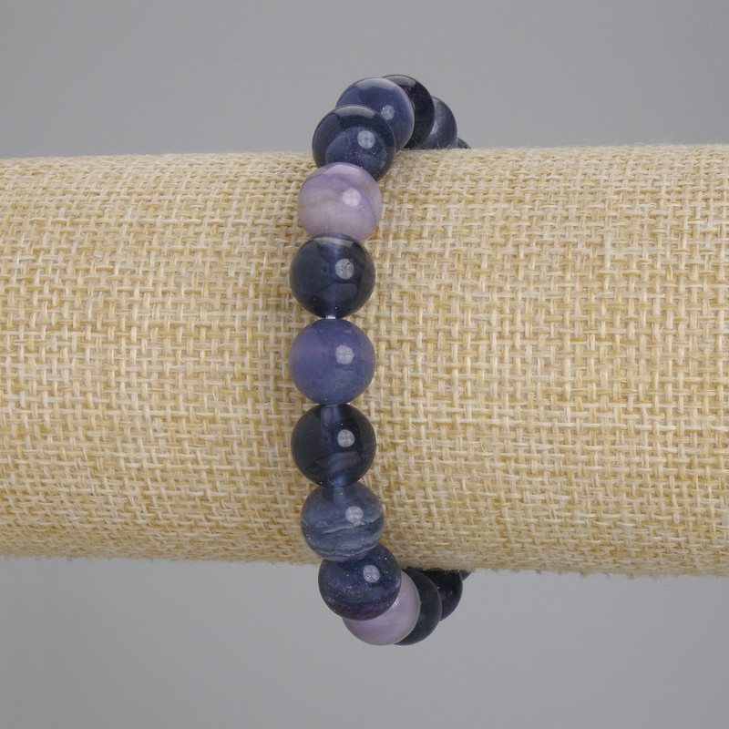Fluorite bracelet smooth bead, diameter 9mm+-, length 18cm (stretch)