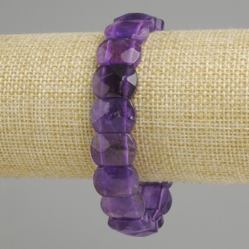 Amethyst bracelet faceted link, diameter 15x11mm +- , length 18cm (stretch)