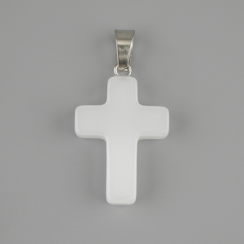 Pendant Cross White Quartz 25x18mm+- , length 35mm+-