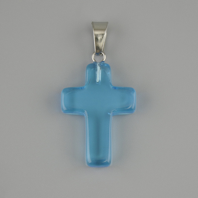 Pendant Cross Tinted Quartz 25x18mm +/-, length 35mm +/-