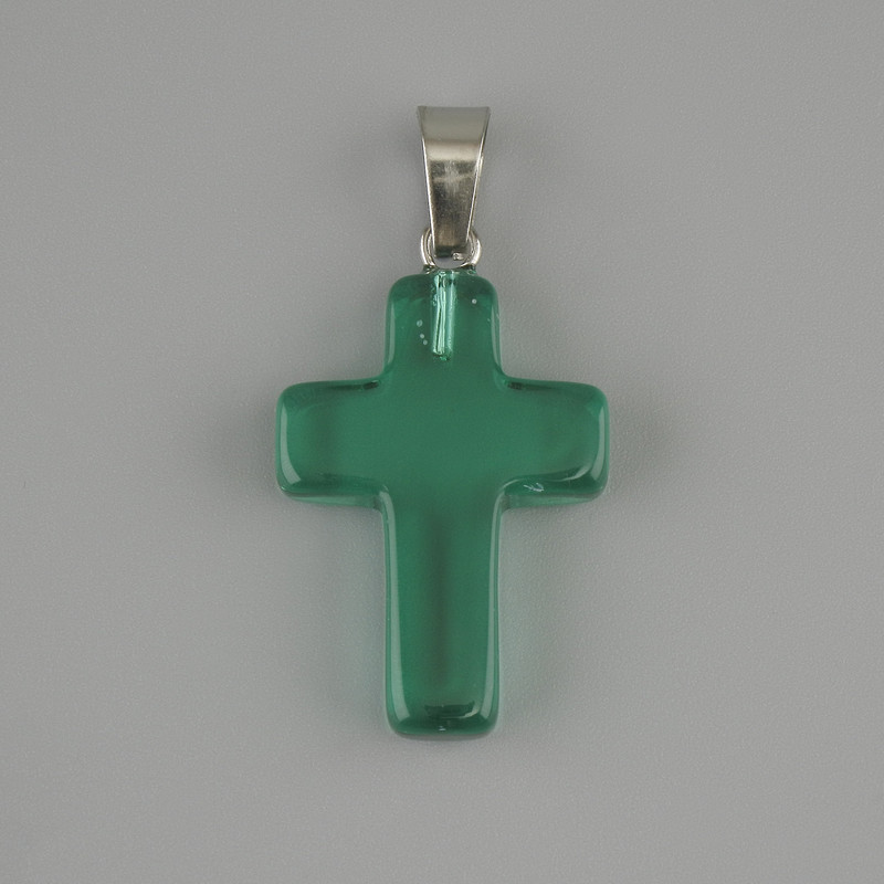 Pendant Cross Tinted Quartz 25x18mm +/-, length 35mm +/-